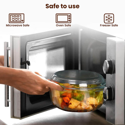 Elite Glass Casseroles With Lid - Set of 2 - 700, 1500 ml